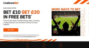 LiveScore Bet sportsbook homepage screenshot