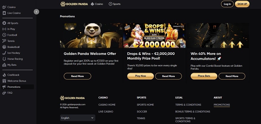 Golden Panda homepage screenshot