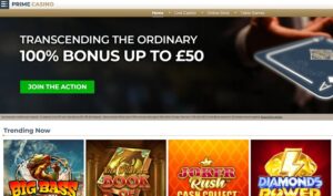 Prime Casino games lobby on desktop