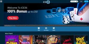 Ice36 casino homepage and lobby