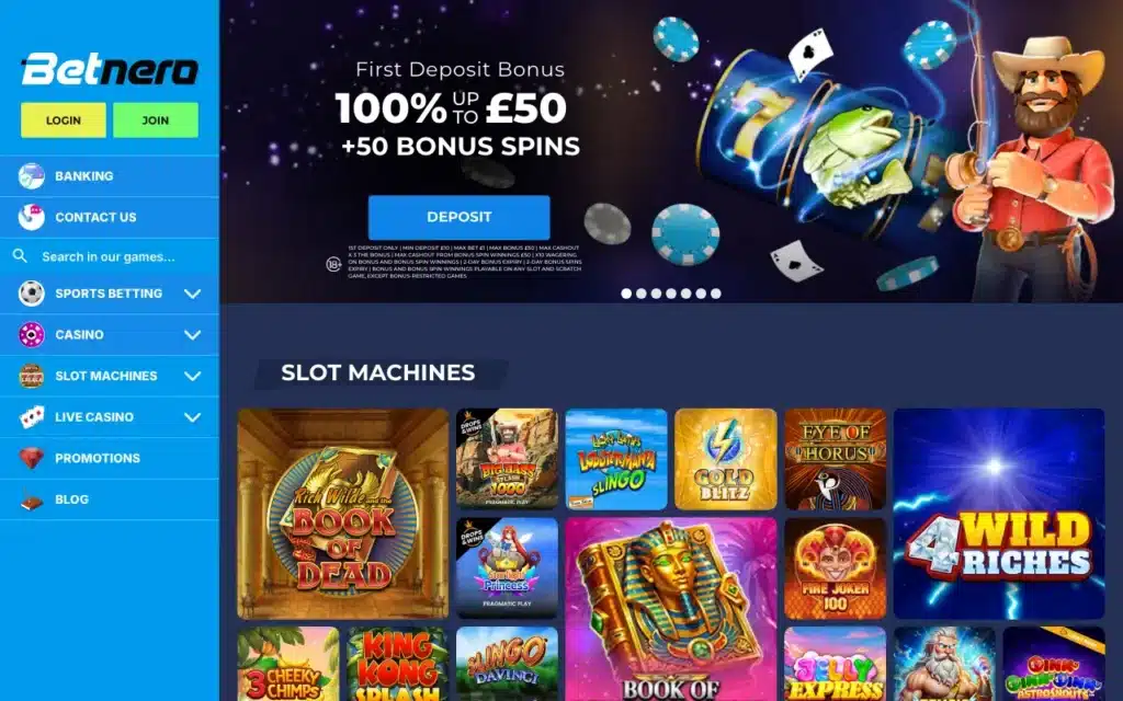 Betnero casino lobby screenshot