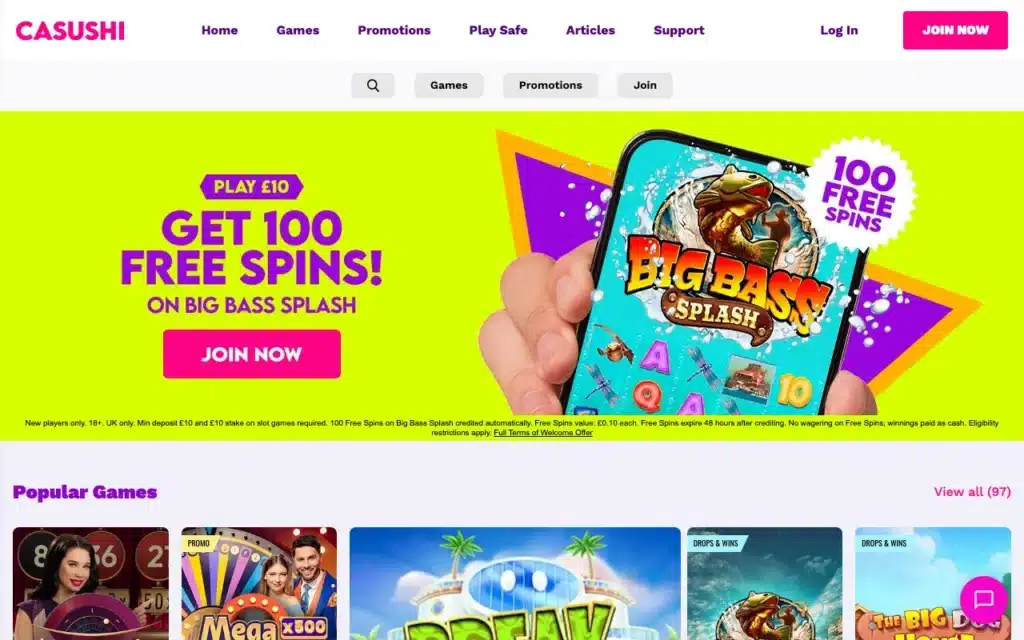 Casushi casino lobby on the sushi-themed site