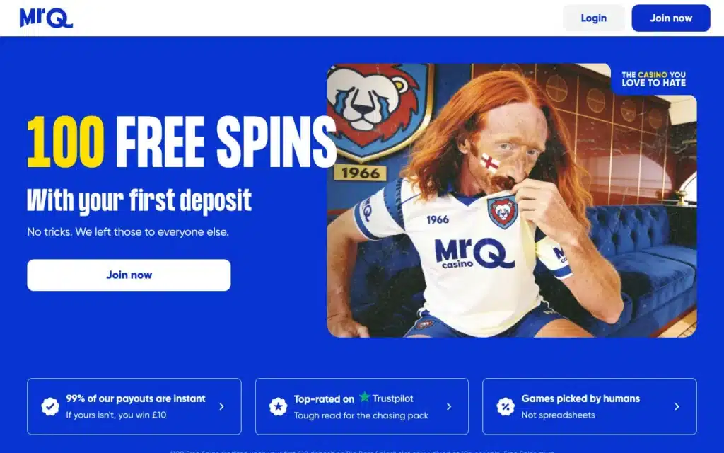 Mr Q casino lobby and slots screenshot