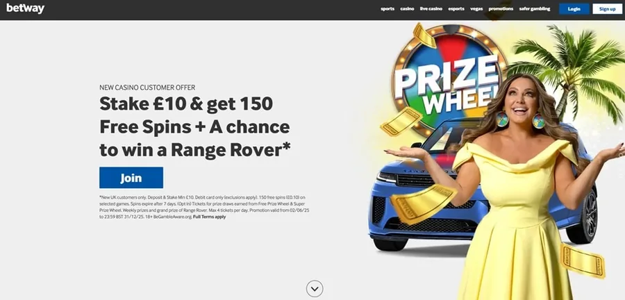 Betway sportsbook and casino site screenshot