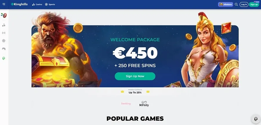 Kinghills Casino site screenshot