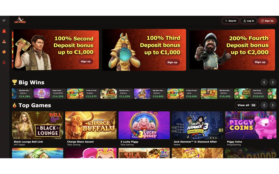 Mr Jones Casino homepage screenshot